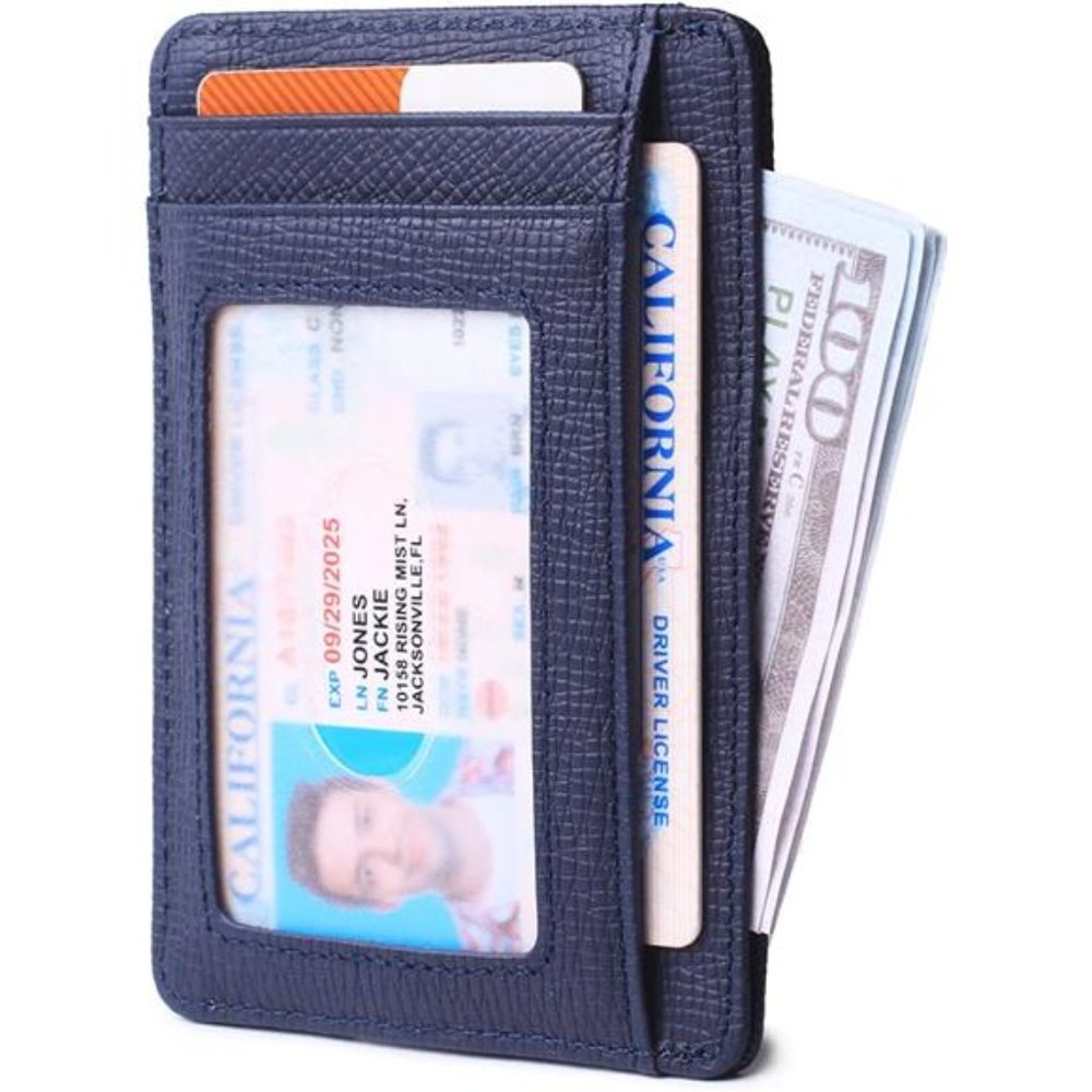 Slim Wallet for Men Women Minimalist Thin Travel Front Pocket Genuine Leather